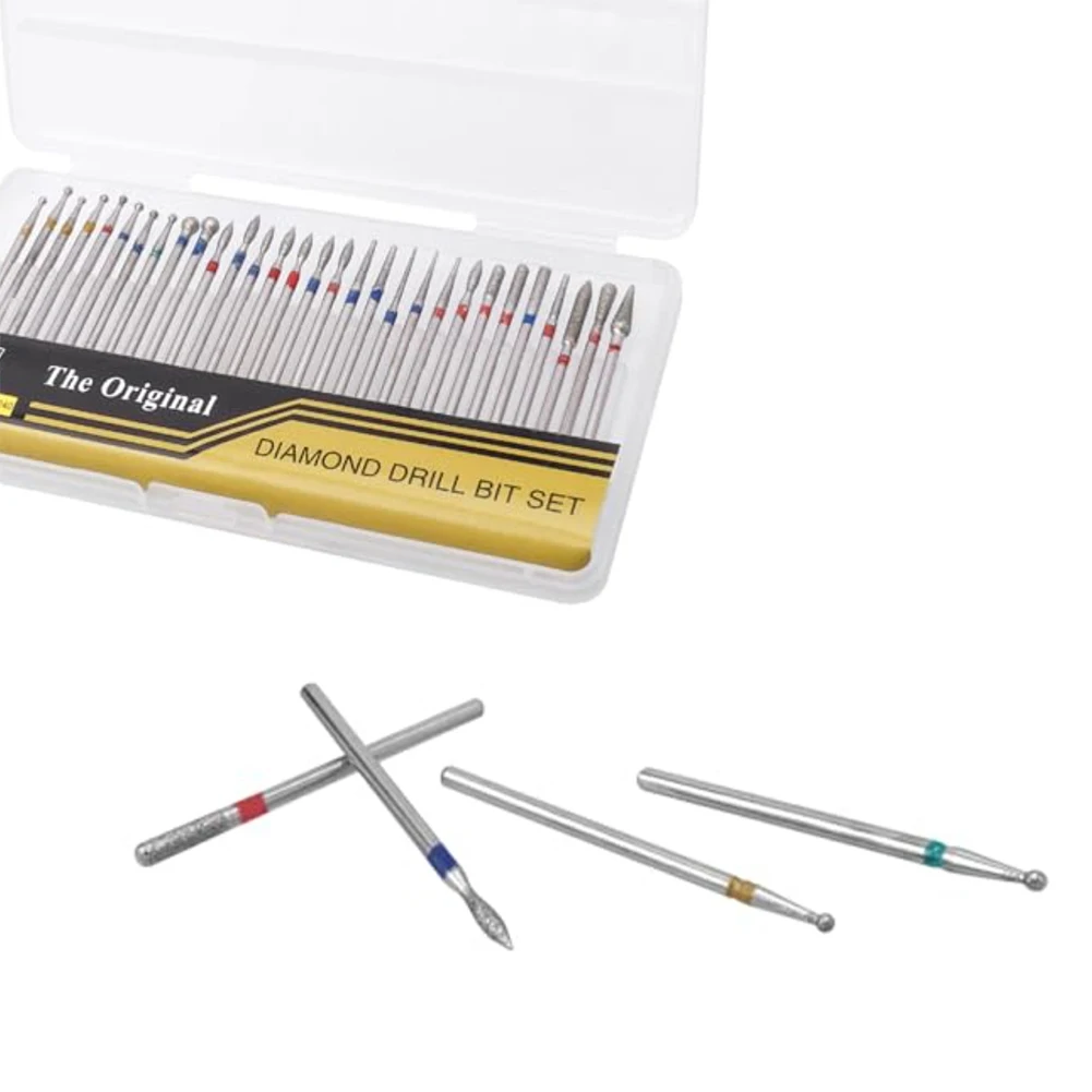 30PCS Mata Bor Kuku Pembersih Kutikula Bentuk Api Mata Bor Kuku Berlian Pembersih Kutikula Mata Bor Rotary untuk Poles Kuku Alat Perlengkapan
