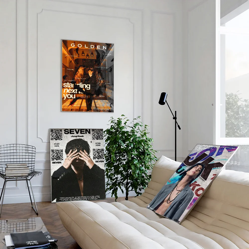 J-JungkookS singer Decorative Movie Sticky Posters Whitepaper Sticker DIY Room Bar Cafe Posters Wall Stickers