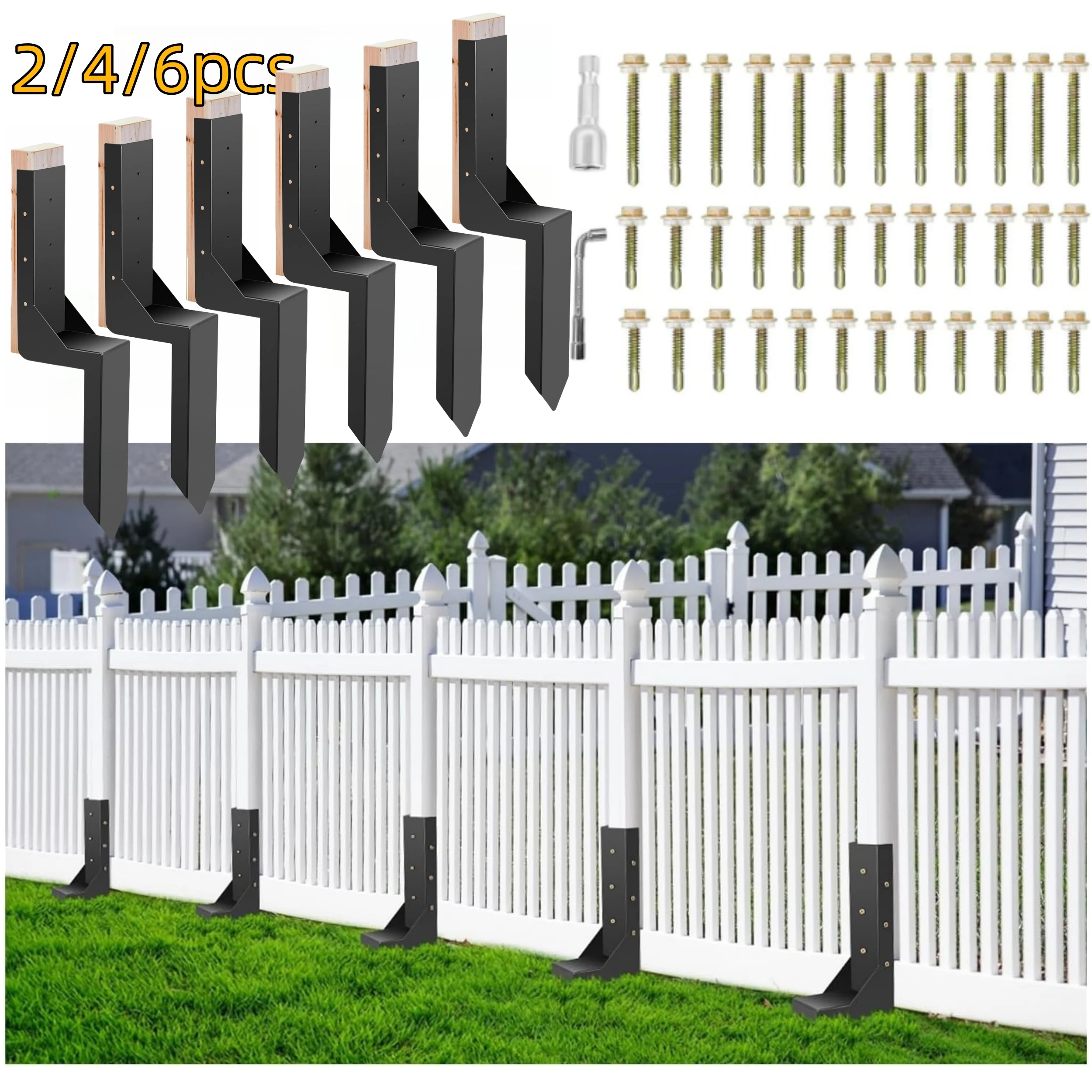 

3.74" Fence Post Repair Kit, Heavy Duty Ground Spike Anchor, Fixing Leaning Damaged Wooden Posts, Barrier Pillar, Anchor Sleeve