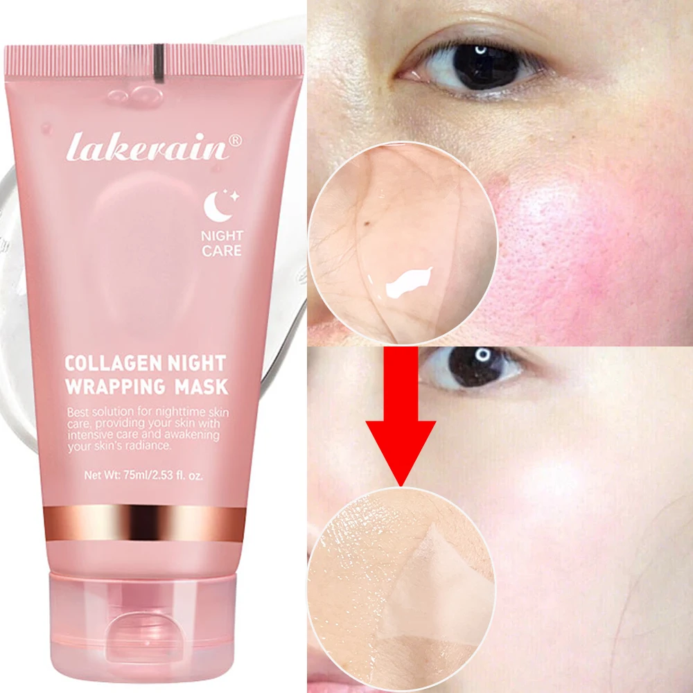 Collagen Peel Off Face Mask Deeply Hydrating Moisturizing Night Wrapping Masks Cream Firming Skin Pore Shrinking Blackhead Mask