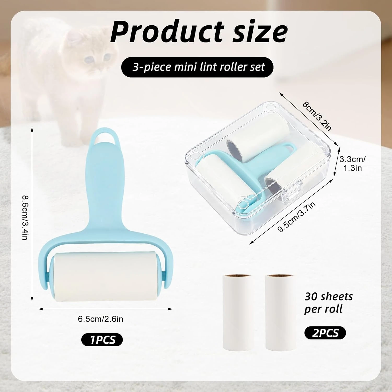 Tearable Roll Paper Sticky Roller Dust Wiper Pet Hair Clothes Carpet Tousle Remover Replaceable Cleaning Brush Accessories