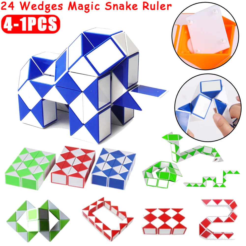 4-1Pcs Folding Magic Snake Ruler 24 Wedges Puzzle Fidget Toys Transformable Cube Kid Education Toys