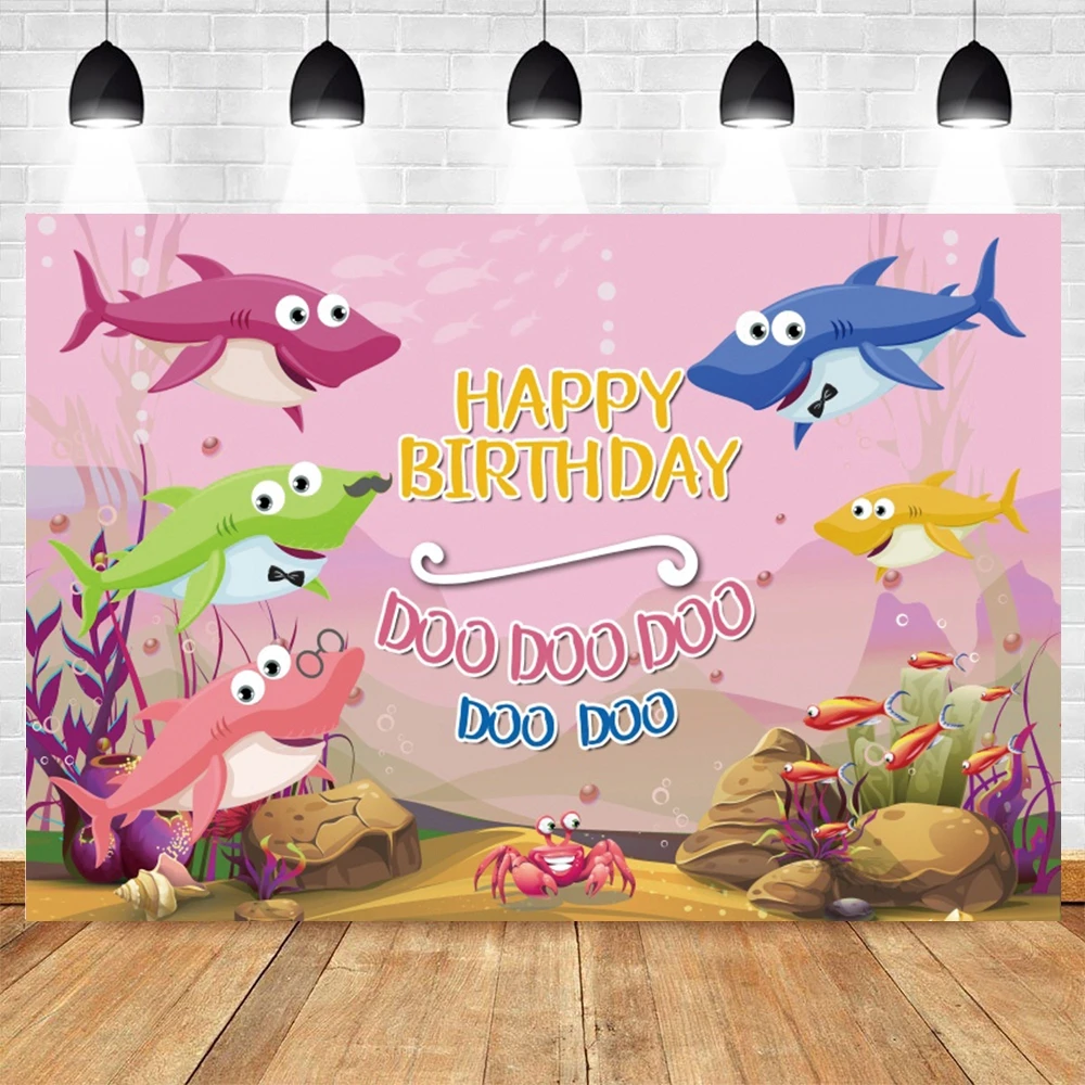 Underwater World Shark Fish Photography Backdrop Sea Ocean Dolphin Newborn Baby Birthday Party Decor Kids Portrait Background