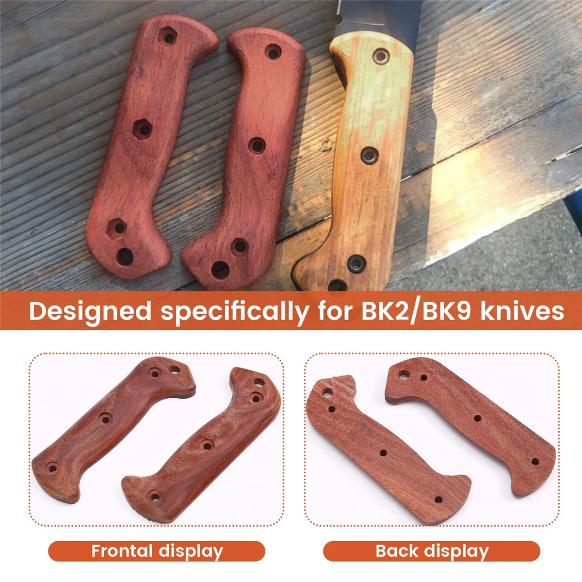 新しい 1 ペアナチュラル無垢材ハンドルパッチ Bk2 ナイフハンドル修正パーツ用ネジハンドルグリップ DIY アクセサリー、B