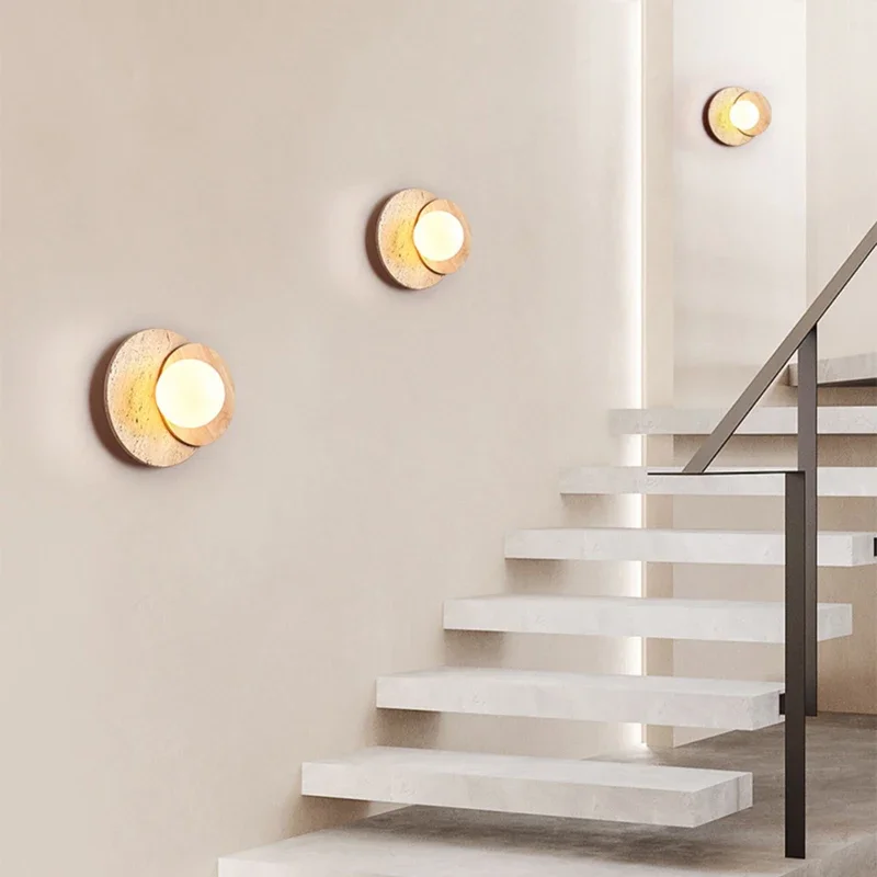 Modern Wabi Sabi LED Wall Light Popular Natural Yellow Stone Bedside Sconce Home Decor Iron for Studio Apartment Popular for