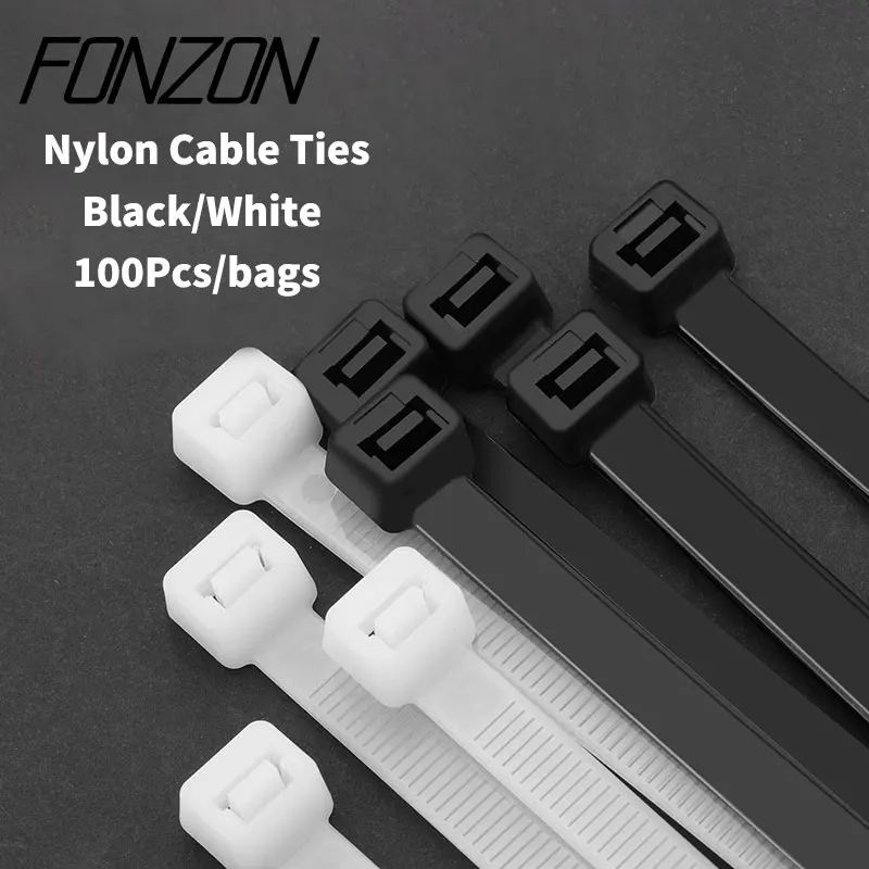 100 Pcs Nylon Self-Locking Ties Bundling Tape Black Durable Anti-Corrosion and Anti-Freeze High Toughness Bundling Rope Ties