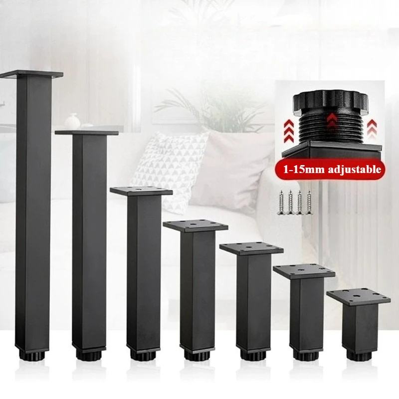 4pcs Aluminum Alloy Furniture Legs Metal Adjustable Cabinet Legs TV Stand Sofa Chair Coffee Table Feet Height 6/8/10/20/30/40cm