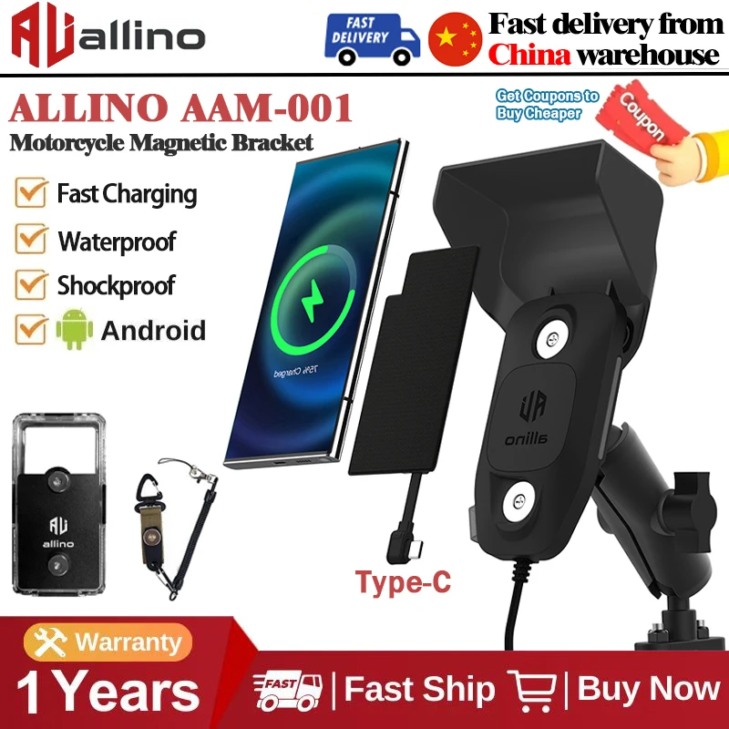 

Allino Motorcycle Magnetic Phone Holder Waterproof Shockproof Fast Charging Strong Magnetic Adsorption Motorcycle Accessories