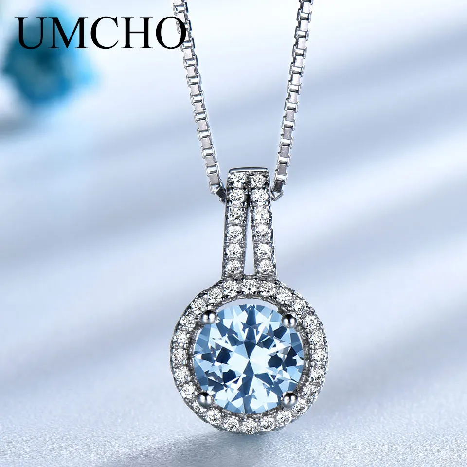 

Blue Topaz Pendant Round 6.5mm Pendants for Women 925 Sterling Silver Necklace Elegant Woman's Pendant Fashion Jewelry