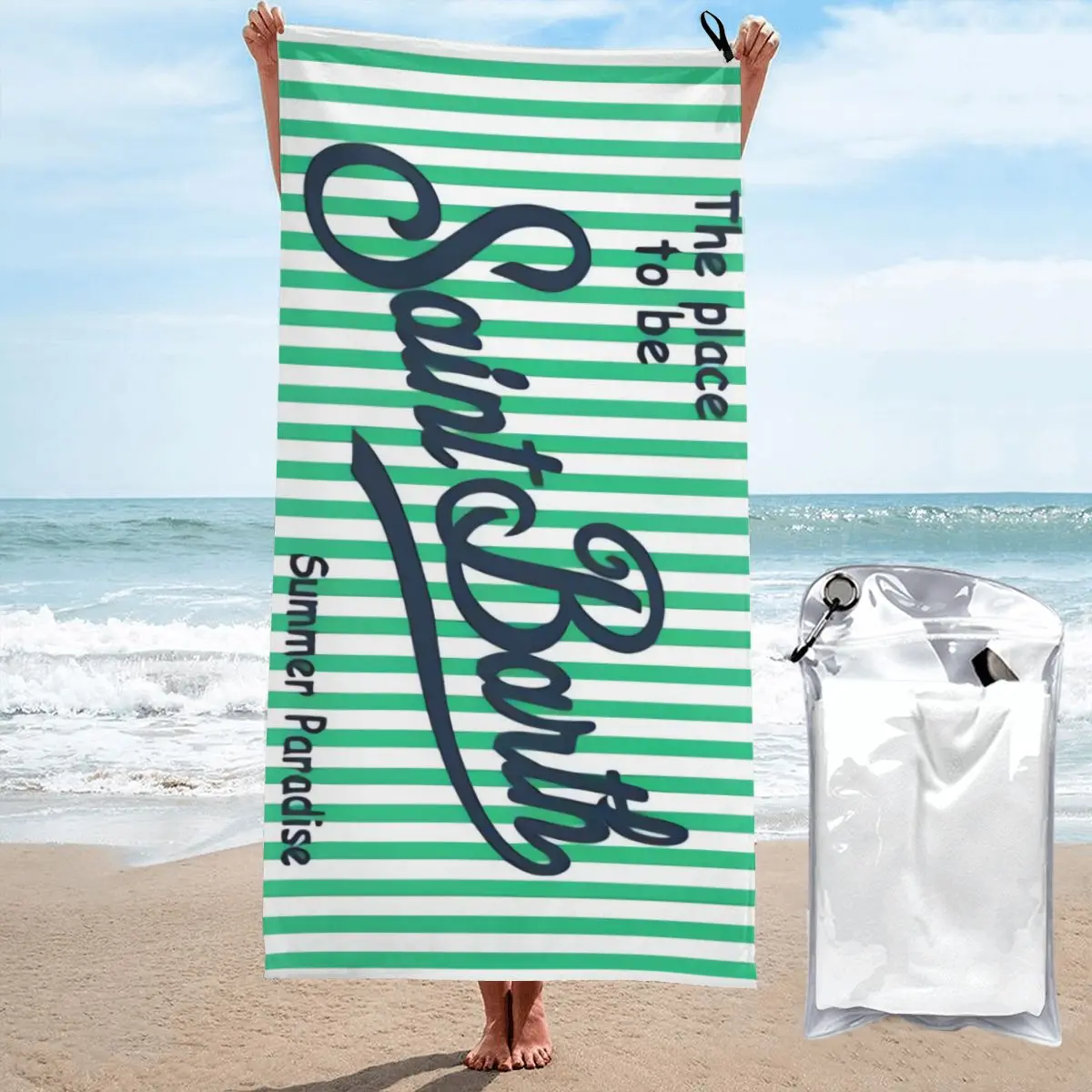 Microfiber Bath Towel S-Saint-B-Barth Print Quick Dry Sandless Beach Blanket Soft Comfortable for Men Women Camping Pool Towel