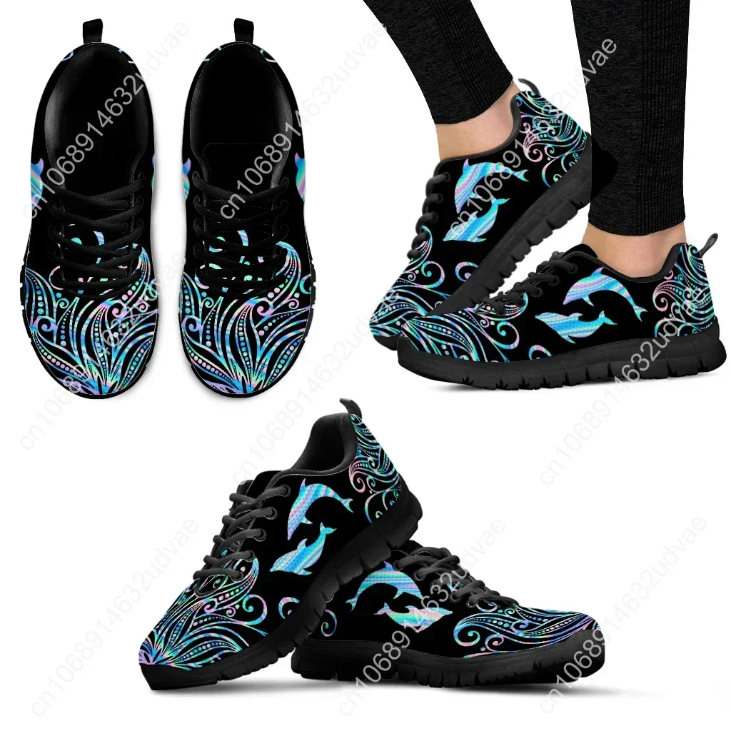 Gradient Ombre Dolphin Print Comfort Mesh Shoes Women's Comfortable Animal Needs Custom Shoes Platform Sneakers Gift