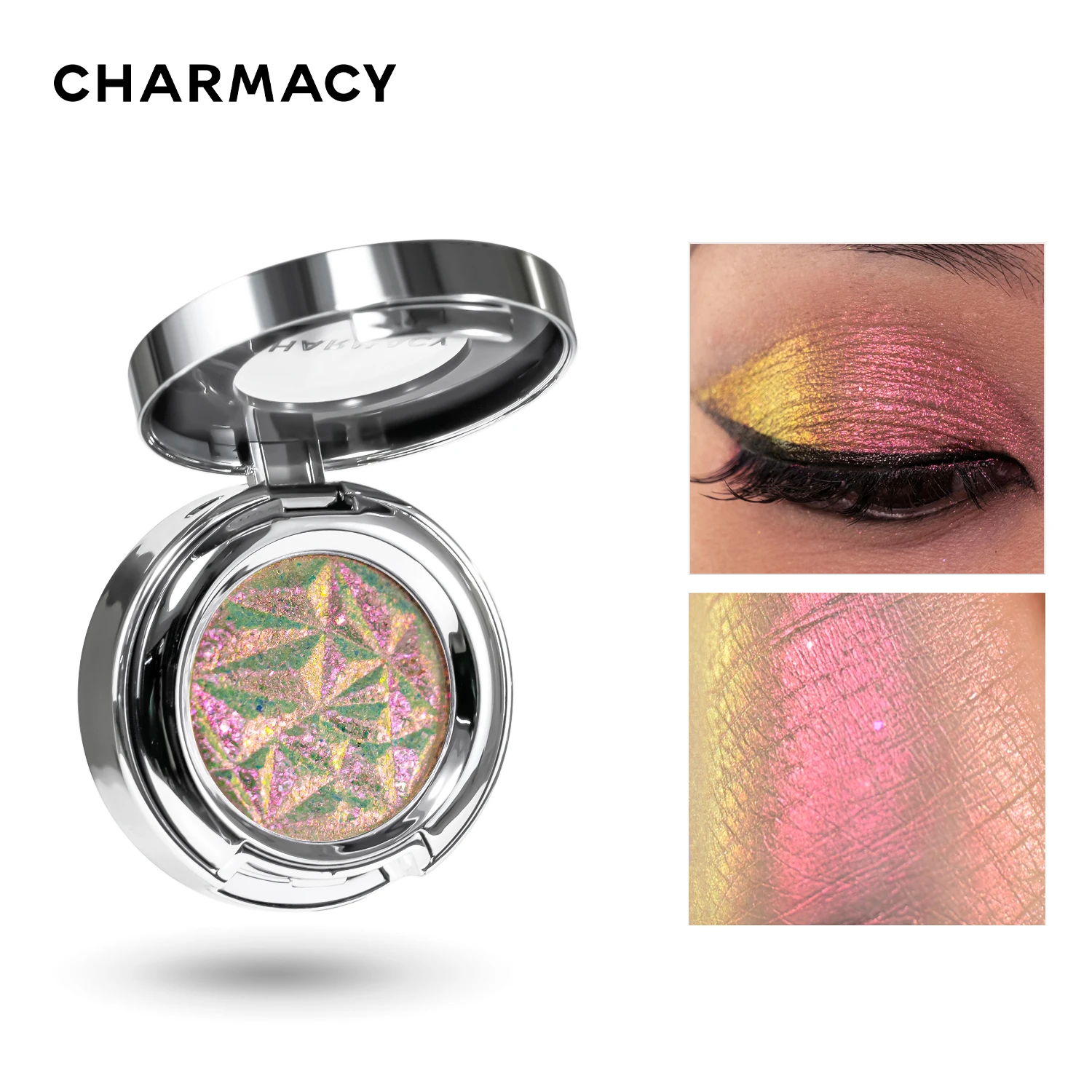 CHARMACY-Long Lasting Single Eye Shadow, Glitter Eye Makeup, Glitter, WWaterproof, Single Duo, fácil de usar, novo, 10