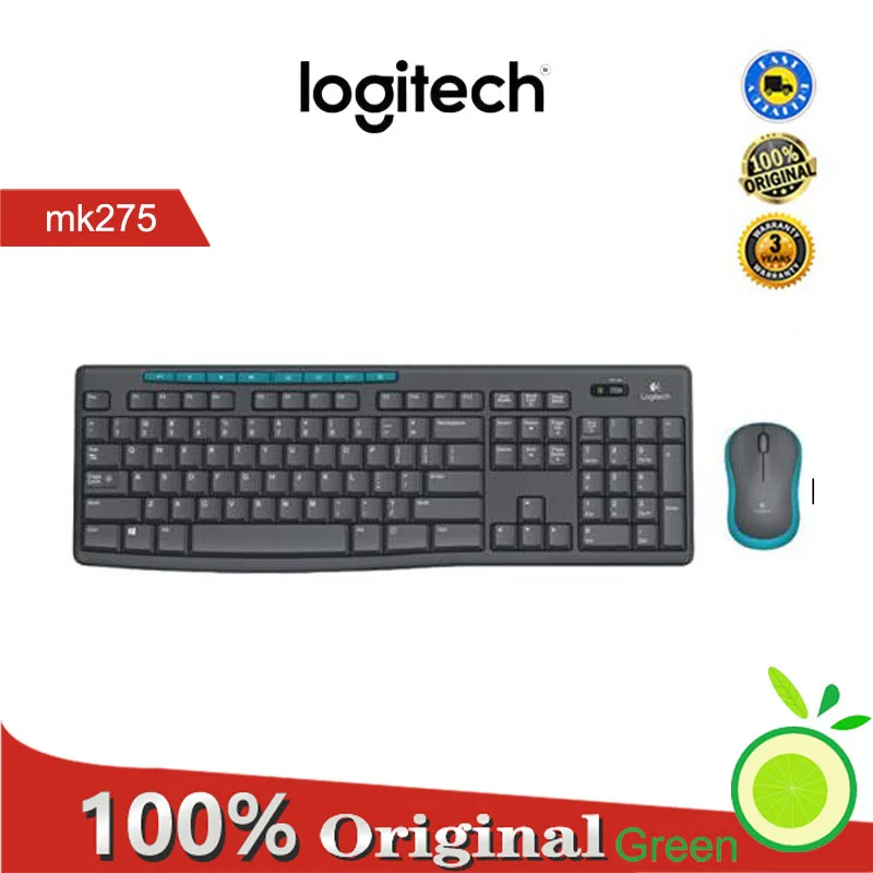 Logitech MK275 USB Wireless Keyboard Mouse Stes Waterproof Keypad LapTop Optical 1000DPI Ergonomics for Office Household Games