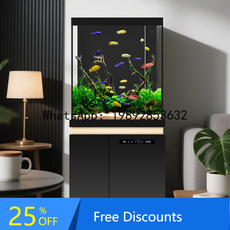 

YFY Fish Tank Living Room Small 2025 New Vertical Floor Integrated Bottom Filter Square Goldfish Tank Ultra Clear Glass