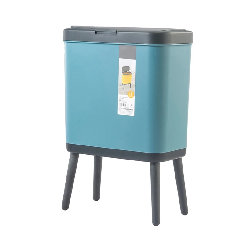 15L for Creative Dustbin High Foot with Lid Large Capacity Press Type Waste Bin Kitchen Garbage Container