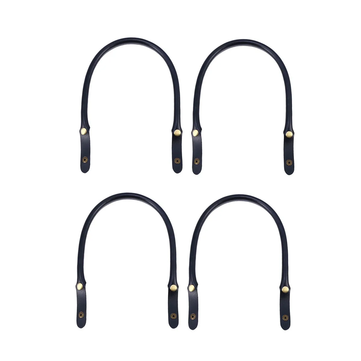 

4Pcs PU Handbag Handles Replacement Straps Durable DIY Craft Purse Accessories Snap Button Black Handbag Handle