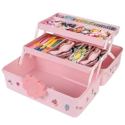 Cute Girl Jewelry Case Children's Hair Accessories Storage Box Multi-layer Hairpin Organizer Head Rope Headband Display Rack