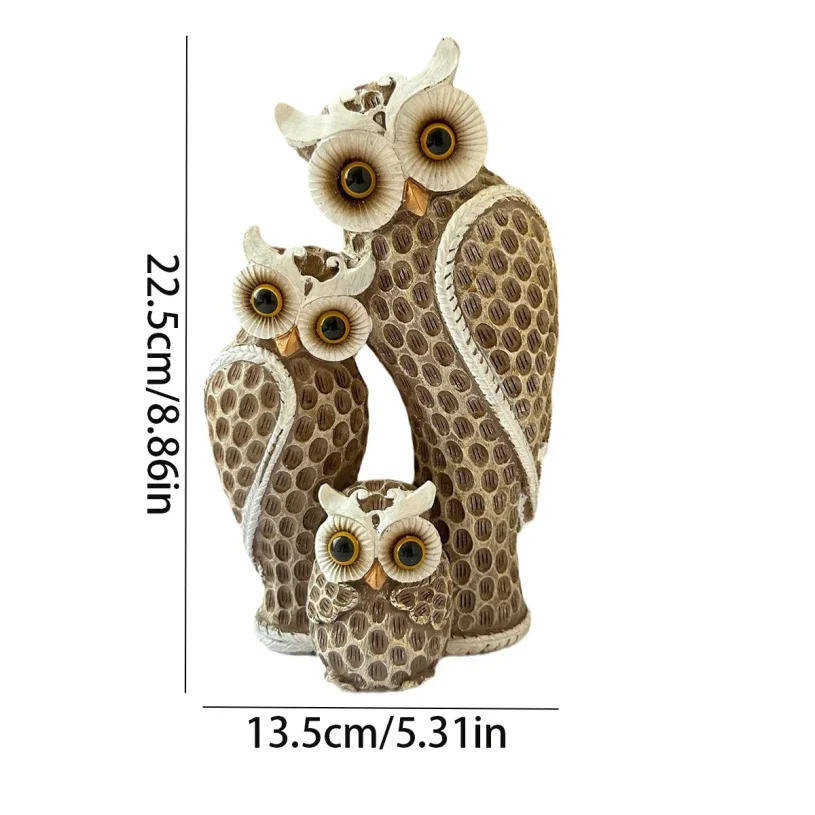 Cute Three Owl Statues Family Home Decor Owl Statues on Shelves Owl Decor for Owl Lovers view 5