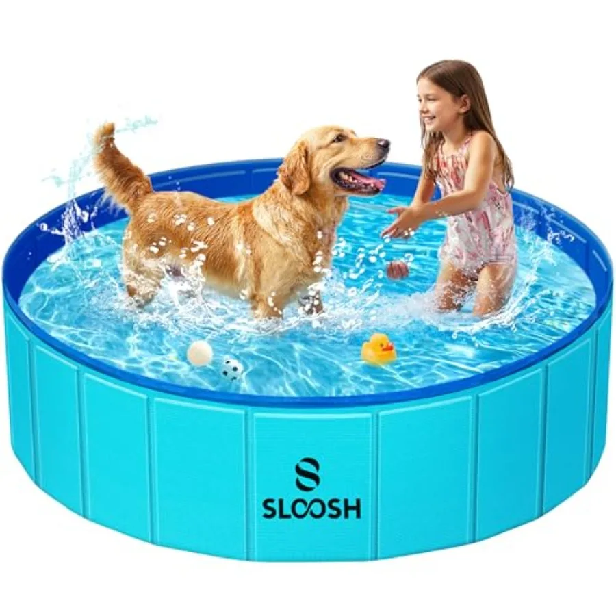 

Foldable Dog Kiddie Pool - Portable Hard Plastic Doggie Swimming Pool, Anti-Slip Collapsible Pets Bath Tub Suitable for Indoor