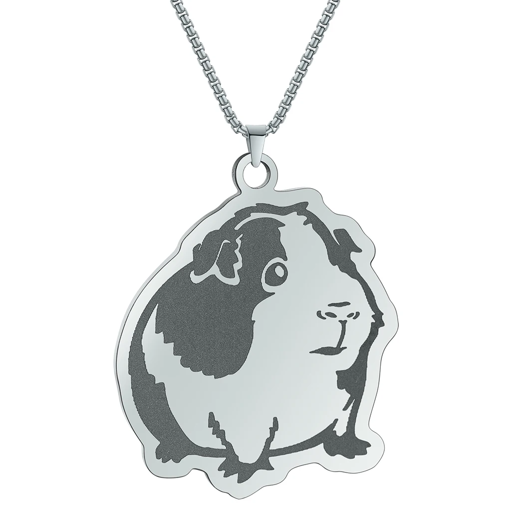 Trendy New Anime Spotted Guinea Pig Rubber Pendant Necklace for Men Women Fashion Stainless Steel Jewelry Supplies Wholesale