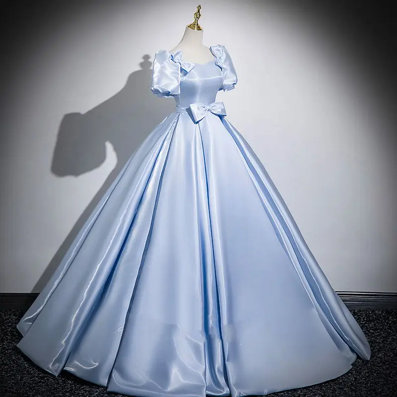 فساتين Quinceanera باللون الأزرق المخصص مع فيونكة للحفلات الراقصة وحفلات أعياد الميلاد وحفلات السهرة للنساء مناسبة رسمية فيستدو دي نوش