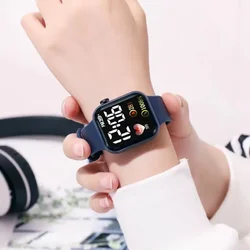 Relojes de pulsera digitales luminosos, esfera cuadrada, reloj electrónico no impermeable, tiempo preciso ajustable, estampado de corazón, LED