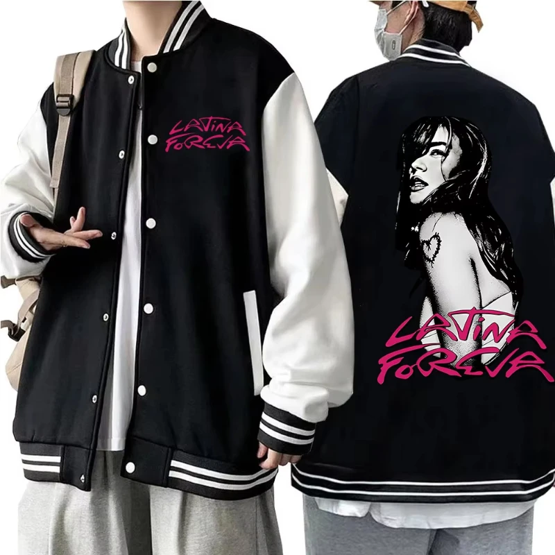 

Karol G Latina Foreva Print 2025, мужская и женская осенне-зимняя бейсбольная куртка с капюшоном в стиле Харадзюку, топ в стиле хип-хоп, подарок