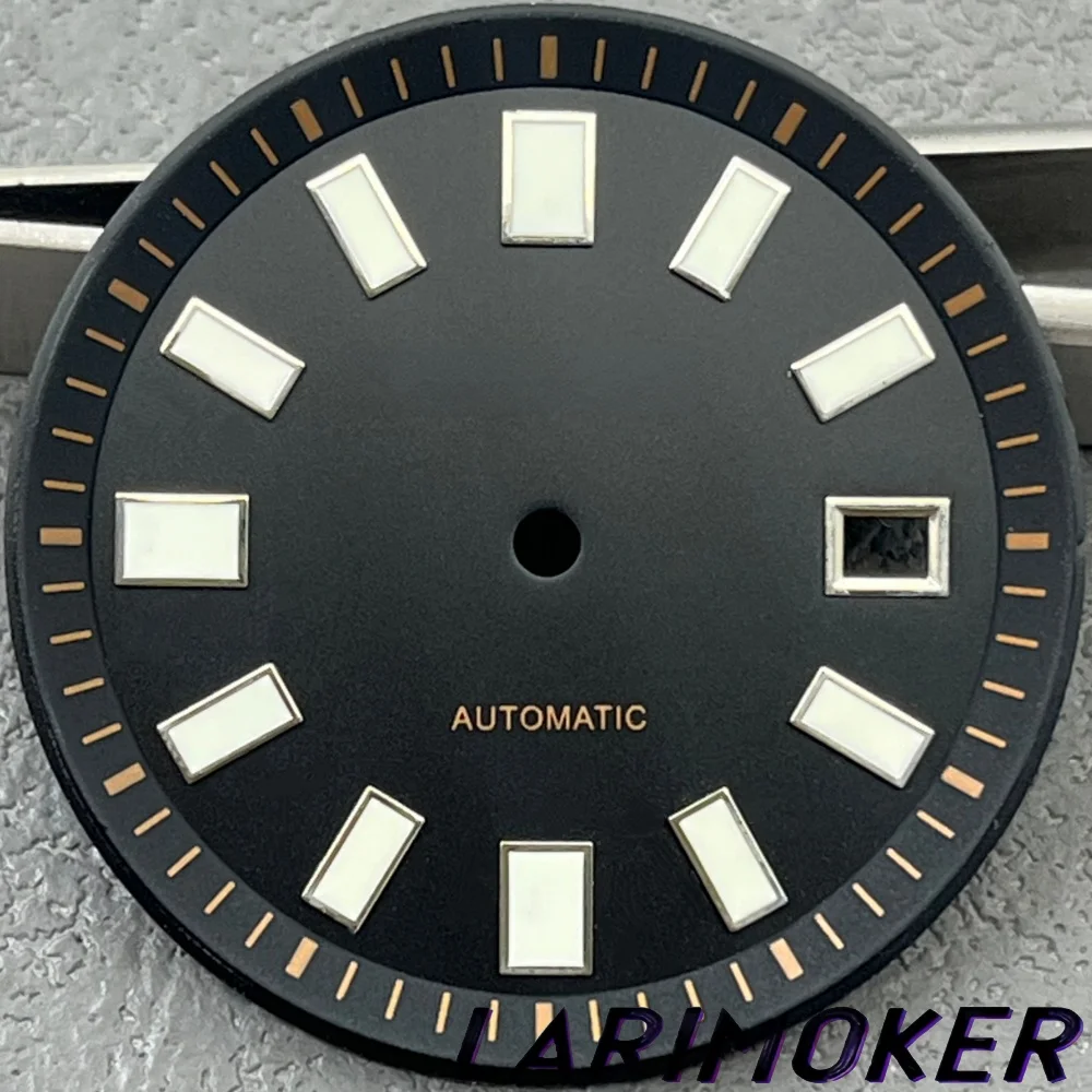 LARIMOKER 33.5mm Arabic Numerals Date Window Pilot Watch Dial With Green Luminous Fits NH35 Automatic Movement Watch Accessories