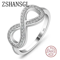 Anillos de plata de ley 925 para mujer, joyería de moda, Cz Infinity Endless Love Claddagh, 8 formas