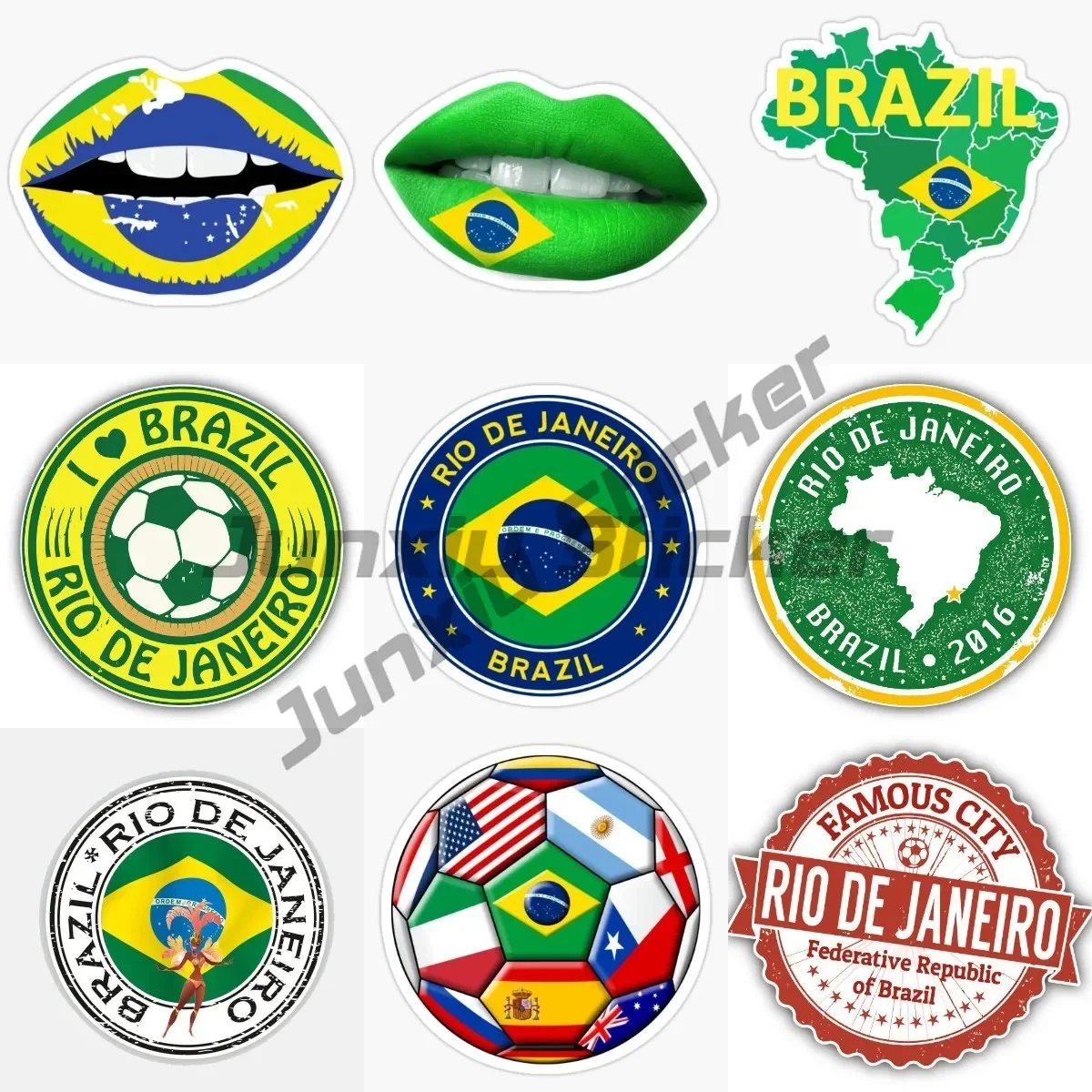 

Я люблю Рио Де Жанейро, гранж-путешествие, Бразилия, наклейка на бампер автомобиля, национальный флаг Бразилии, карта, национальный значок, наклейка, автомобильные аксессуары