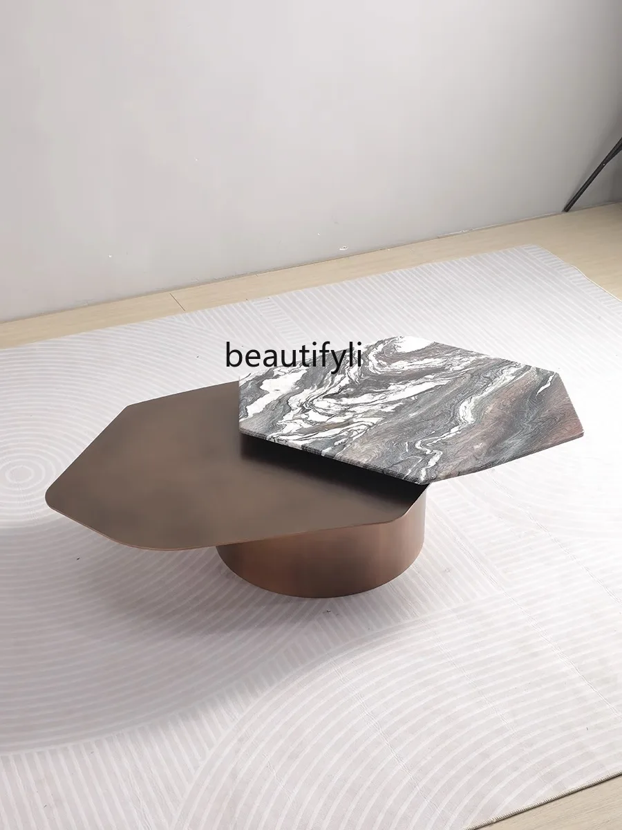 Italian Minimalist Creative Special-Shaped Natural Luxury Stone Endtable Designer Model Rotating Marble Hotel Household