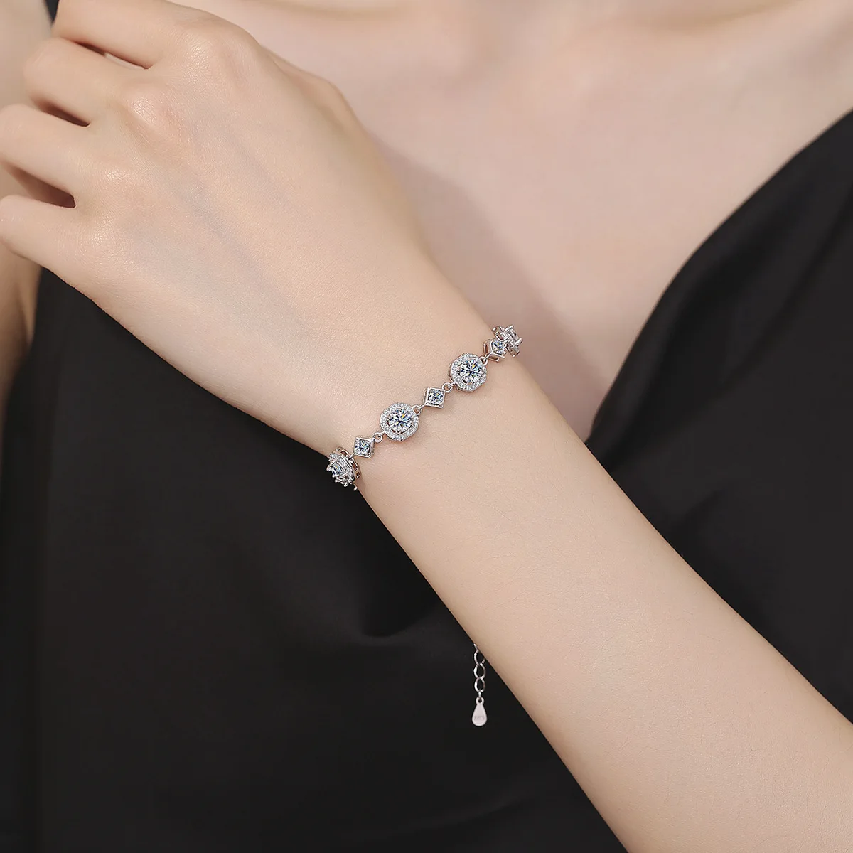 4ct D Color Moissanite Tennis Bracelet 925 Sterling Silver Plated White Gold Bracelet for Women Man Sparkling Party Jewelry