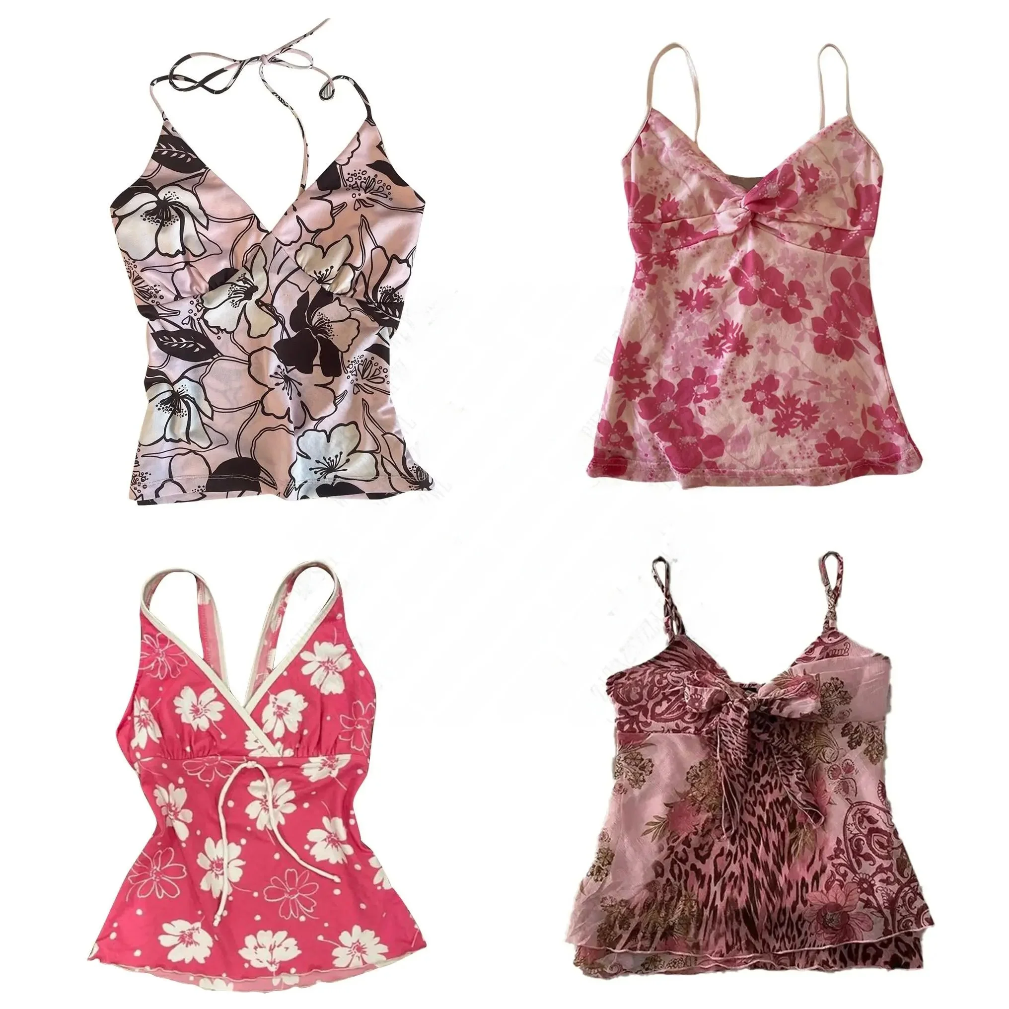 Camiseta sin Mangas con Estampado Floral Retro, Estilo Y2K, Punk, para Mujer, Moda de Primavera, Material 100% Algodón