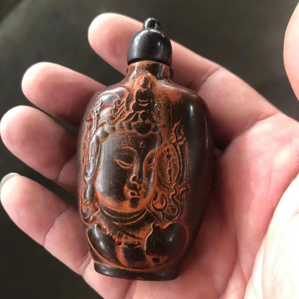 Antique miscellaneous items, ox horn carving, Guanyin snuff bottle decorations, handlebars, stationery, jewelry, decorations, h