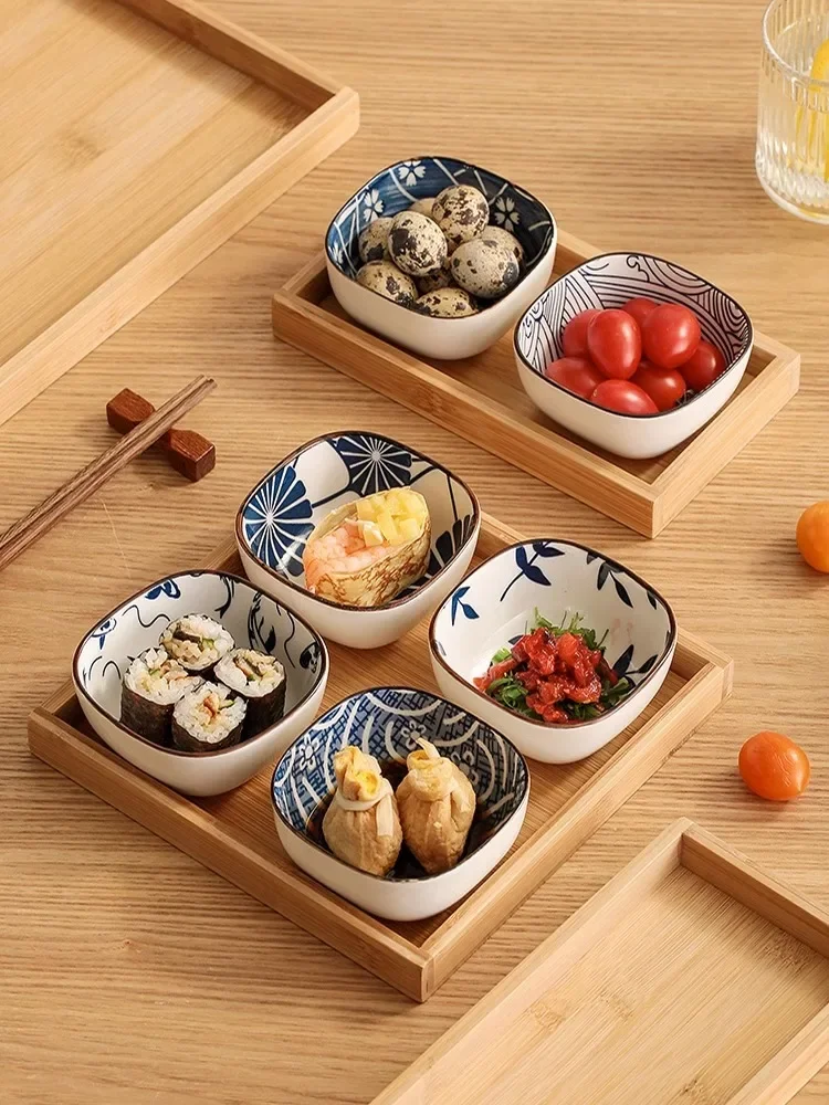 Japanese Style Ceramic Seasoning Plate Square Home Use Small Snack Dish Appetizer Wine Dipping Plate Creative Ceramic Plate view 4