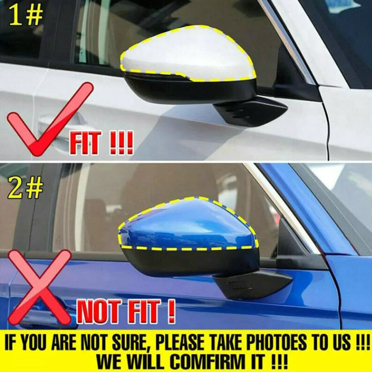 For Honda Civic 11th Gen 2022-2024 2X Car Replacement Rearview Side Mirror Cover Wing Cap Exterior Door Rear View Case Trim ABS
