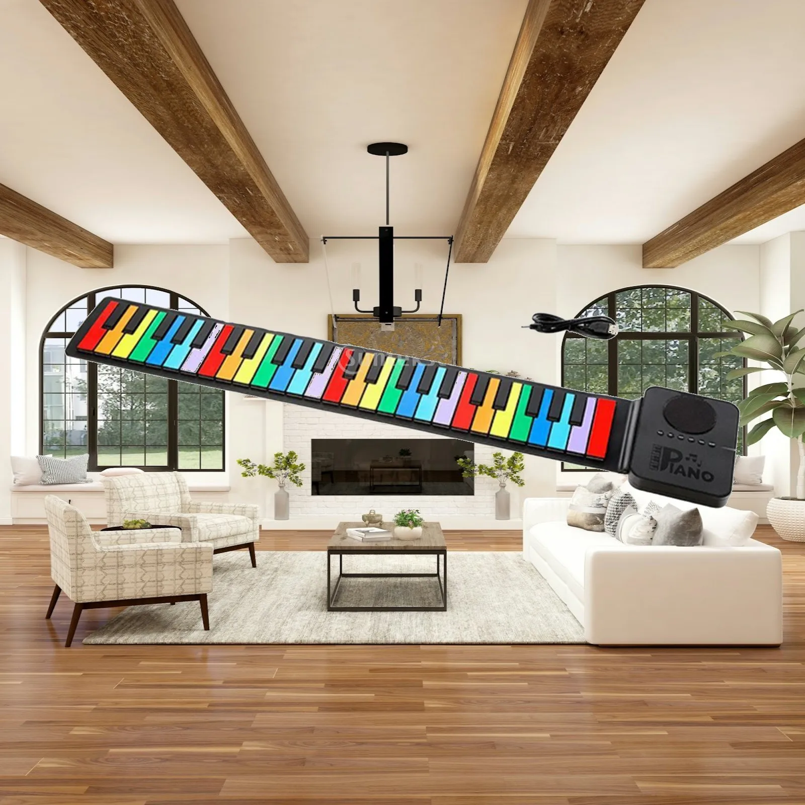 Silicone Foldable 37 Key Roll Up Electronic Piano with Realistic Touch for Home and Outdoor Use