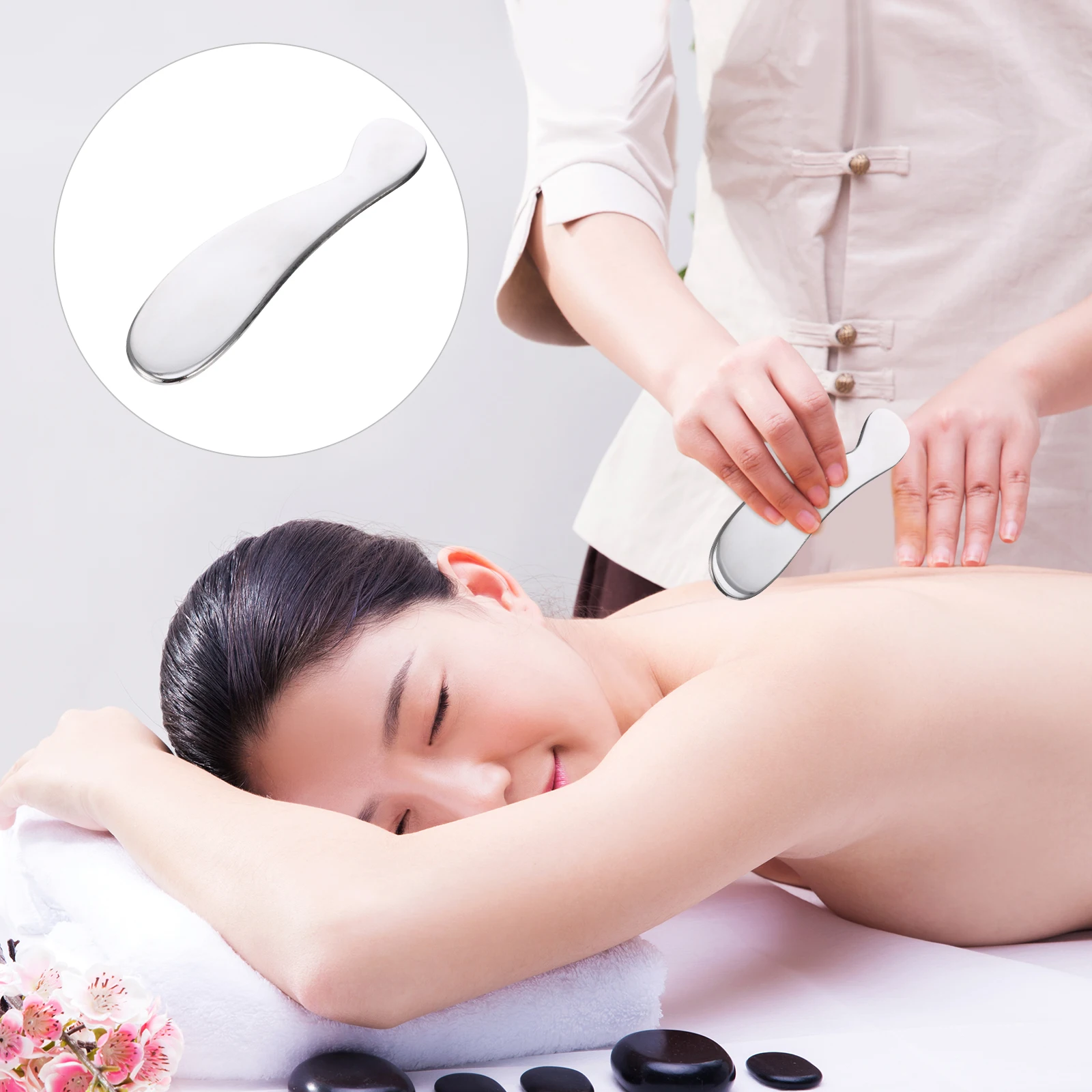 

Stainless Steel Gua Board Brass Scraper Facial Body Tools Massage Tool Set for Face Skincare Absorption Promoting