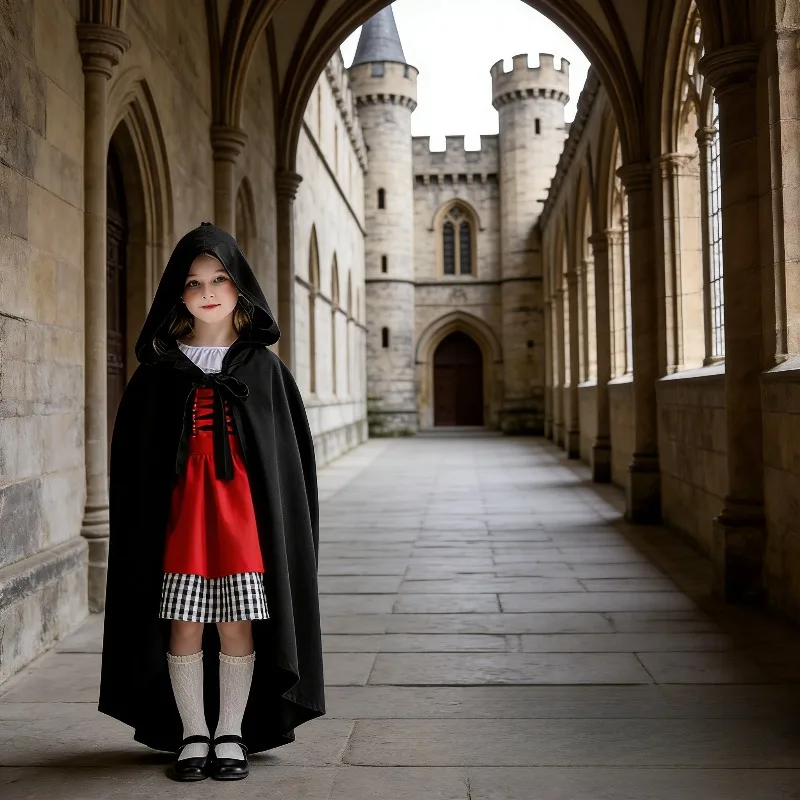 

Семейный комплект: плащ-накидка с капюшоном «Призрак» для взрослых и детей, костюм на Хэллоуин, средневековая накидка для вечеринки, плащ для создания жуткого и драматичного образа