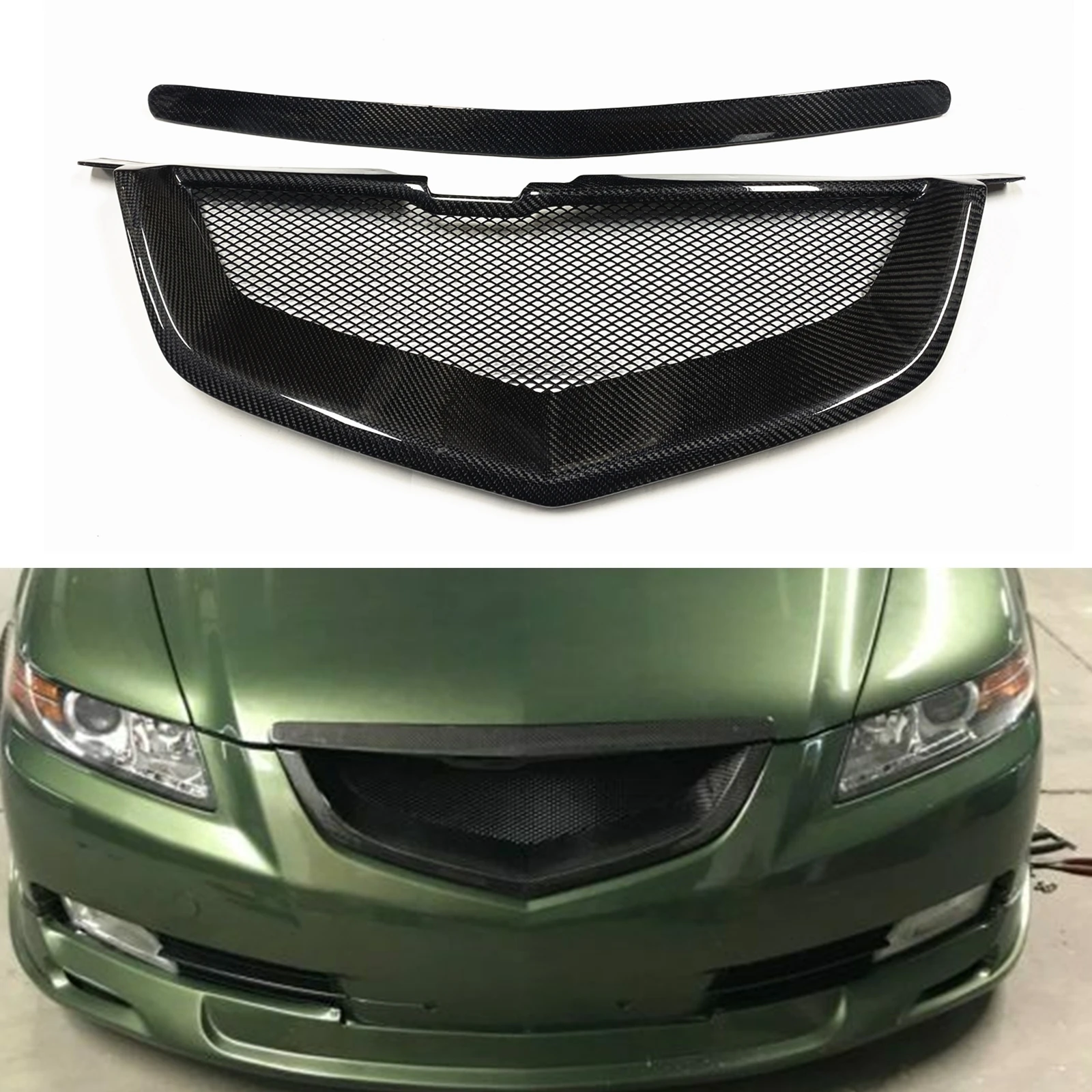 

Carbon Fiber Car Front Center Bumper Grille Grill Mesh for Acura TL 2007-2008