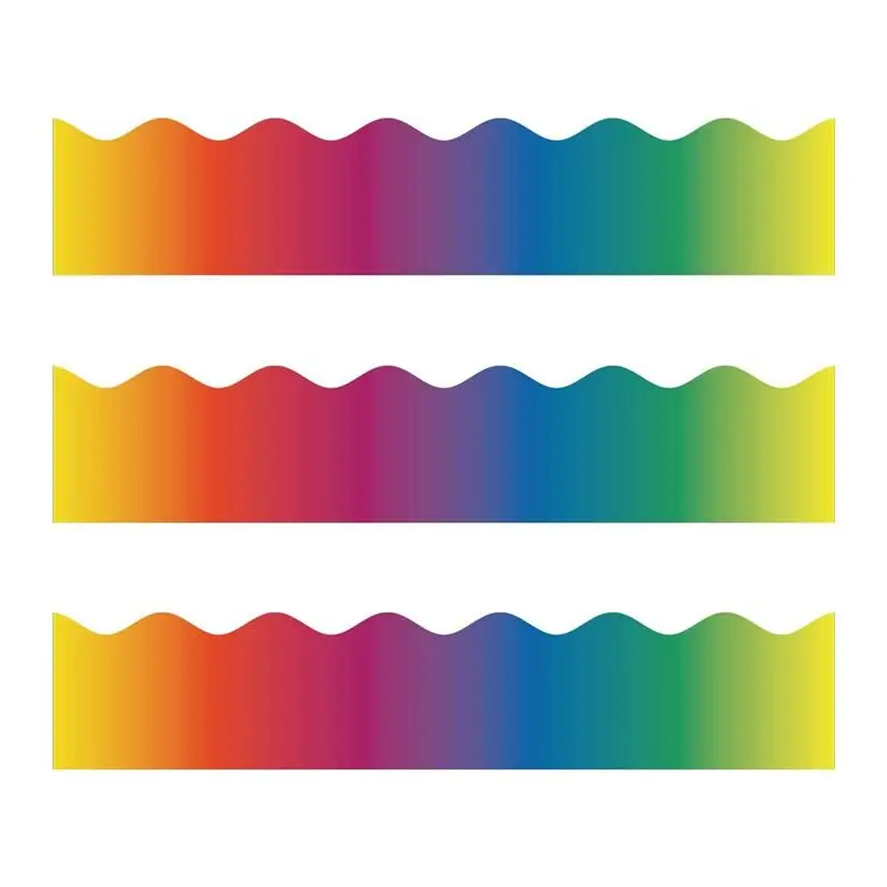Delicate Texture-2X Rainbow Bulletin Board Stickers Colorful Straight Bulletin Border Trim Border Trim For Classroom Chalkboard
