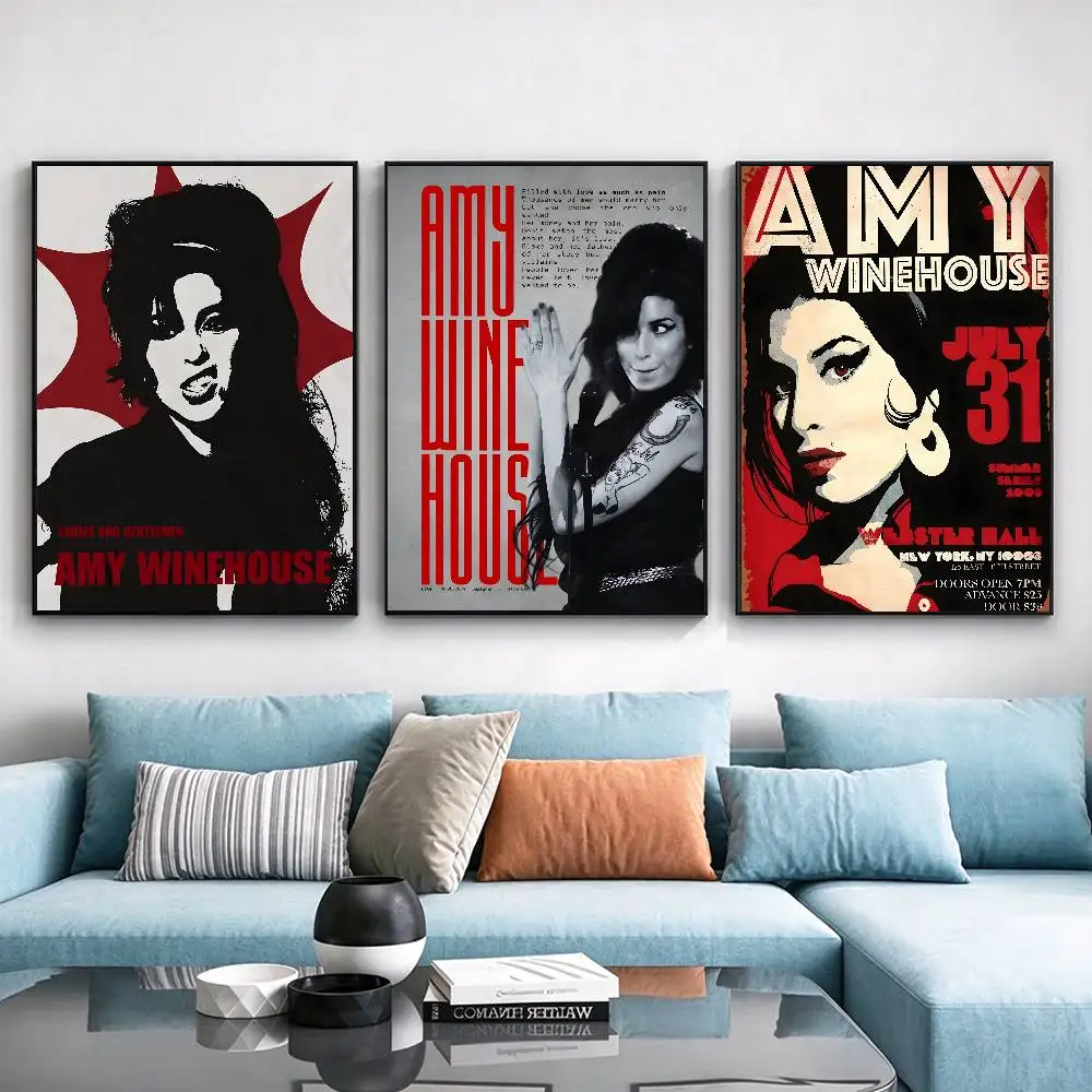 Singer Amy Winehouse Poster Waterproof Wall Art Sticker For Bar Living Room Vintage Decor High Quality Print
