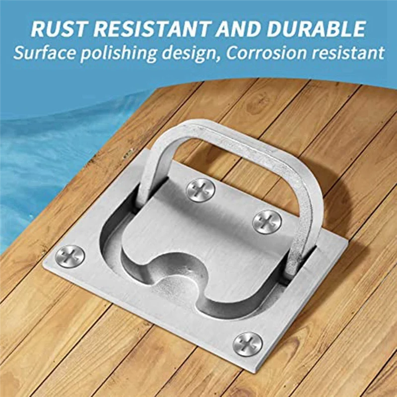 Stainless Steel Hatch Latch Solid Boat Hatch Handles for Boat Deck Hatch Handles Ring Pulls Recessed Cover Handles