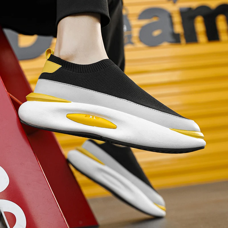 

Лидер продаж, одношаговая мужская обувь на толстой подошве для ленивых, модная студенческая обувь больших размеров на толстой подошве из эластичной ткани