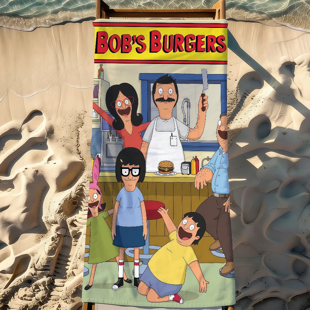 Cartoon B-Bobs B-Burger-S Towel Sports Quick Dry Travel Camping Gear Sandproof Soft Light Large Beach Towel