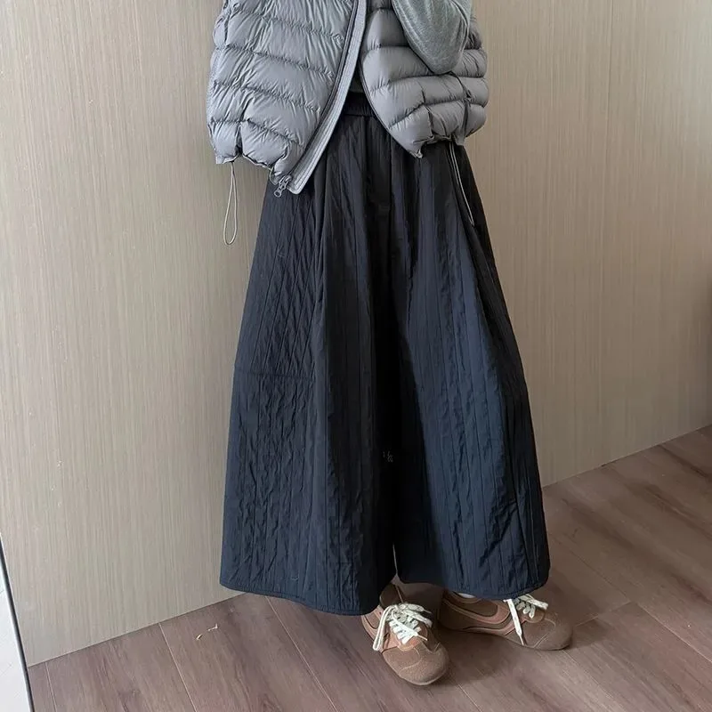 

Women's Wide-Leg Pants Textured Fabric with High Waist Flowy Silhouette