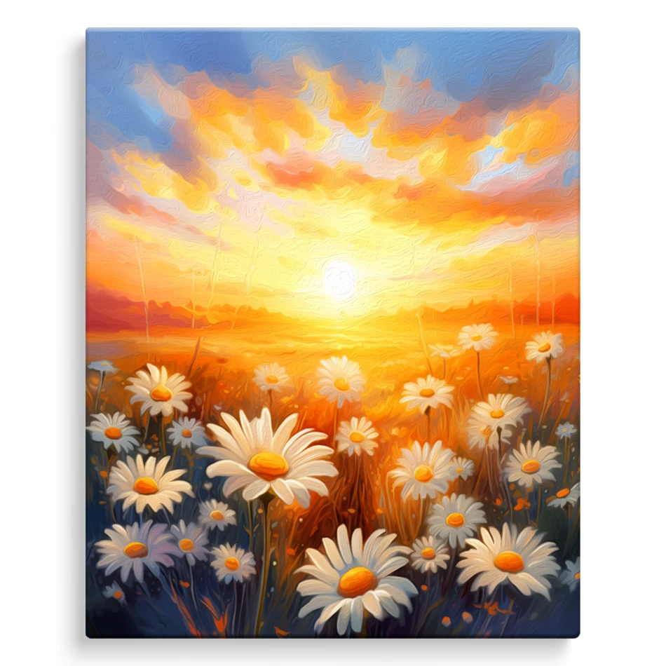 

SDOYUNO Oil Painting By Numbers Sunset Scenery Flowers Picture Drawing With Frame Watercolor Handpainted Modern Acrylic Wall Art