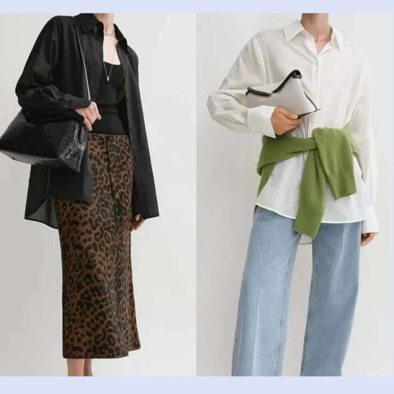 

Swedish TT minimalist white women's new loose shoulder long sleeved versatile shirt