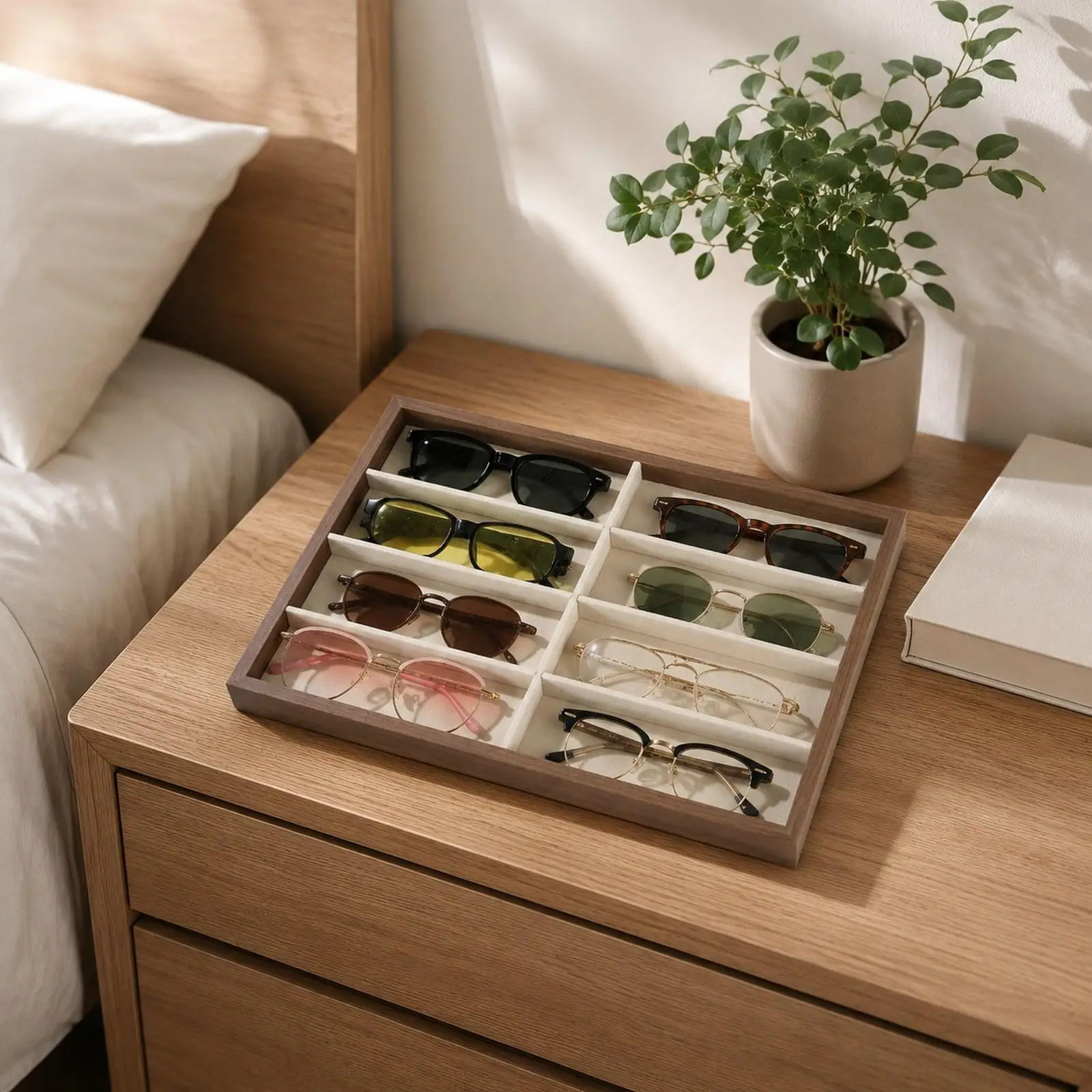 

Glasses Display Tray Portable Multipurpose Sunglasses Organizer Jewelry Organizer Eyewear Storage Case for Store Dresser Bedroom