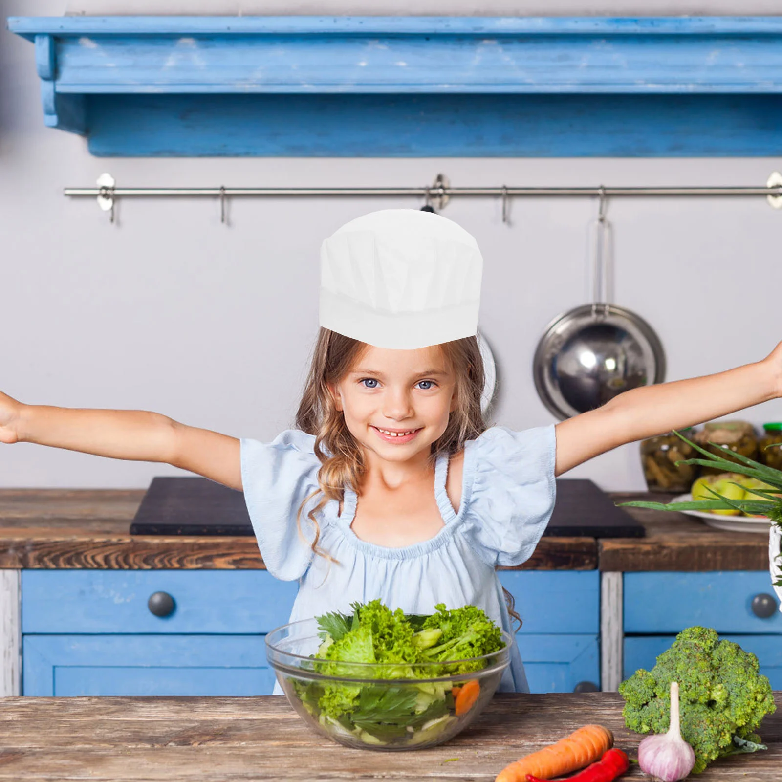 20 stuks kinderen wegwerp chef-kok hoeden lichtgewicht hoofddeksels eenvoudige keukenaccessoires voor kinderen jongens meisjes (wit)